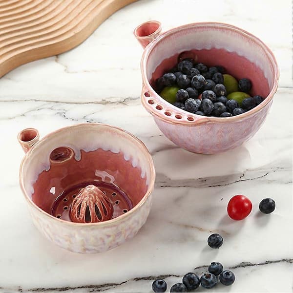 Fruktsköljskål Snabbdränerande Roterande Producentkorg för Körsbärstomater Pink Small