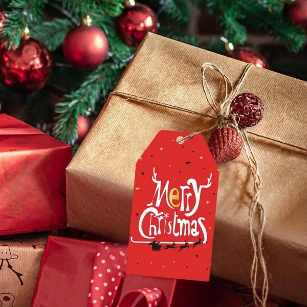 60 kpl Hyvää Joulua Lahjat Kääritys Tarrat Paperikyltit Joulukuusi Riipputarra Navidad uudenvuoden Juhlalahjakorttikoristeet style 2