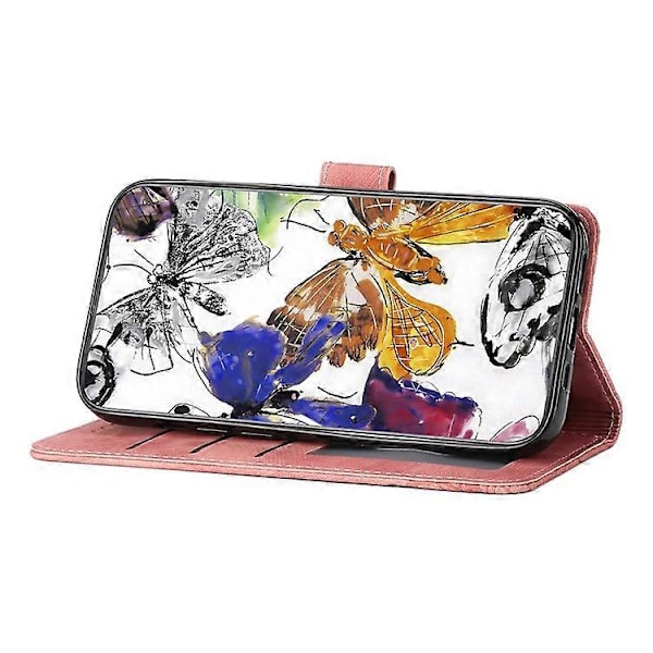 Kompatibelt för Samsung Galaxy A34 5G Ställ Plånboksfodral PU Läder Skin-touch Fjäril Tryckt Skal Pink