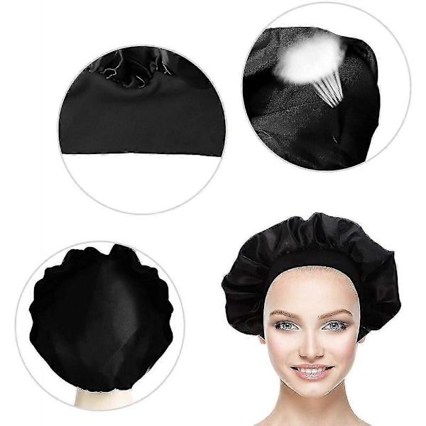 3 Stycken Satin Bonnet Sovmössa, Sidenmössa med Brett Band, Siden Nattsömn Begränsa UZE