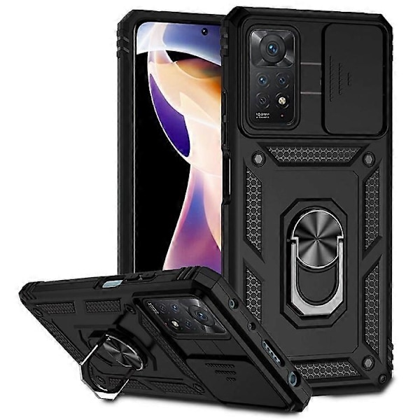 Kompatibelt för Xiaomi Redmi Note 11 Pro 4G (MediaTek) / Redmi Note 11 Pro 5G (Qualcomm) Skydd Hårt PC + TPU Skyddsfodral Ro Black