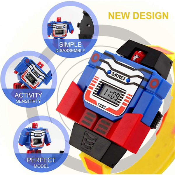 Transformer-ur til børn, robot-transformerlegetøj, digitalt ur, tegneseriehelte-ure til drenge, elektroniske læringsgaver til piger