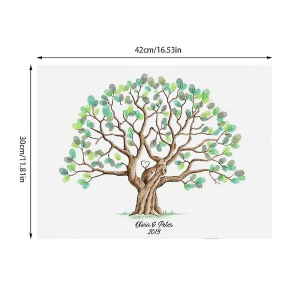 Bröllopsgästbok Alternative Tree Alternativ Canvas Gästbok Fingeravtryck Träd Vattentät Creative Diy Inloggningsbok för del