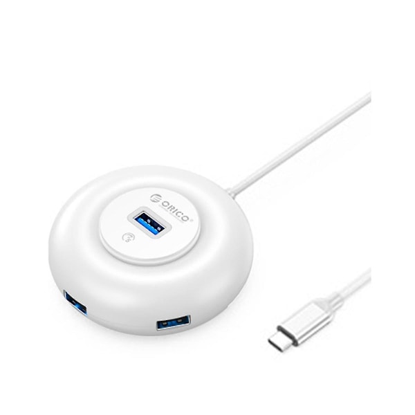 Bärbar Stöd för Hot-swappable Transport-stabil Usb 3.0 Hub Cirkelformad Hub Dockningsstationer, vit Y