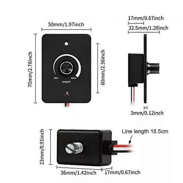 För husbil bil 12V 5A PWM Mini Dimmer Switch LED Dimmer Switch