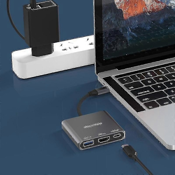 Type-C Dockningsstation HDMI-kompatibel 2.0 4K 60Hz Expansion PD USB 3.0 3-i-1 Hub För TV-skärm U-disk Tangentbord Skrivare