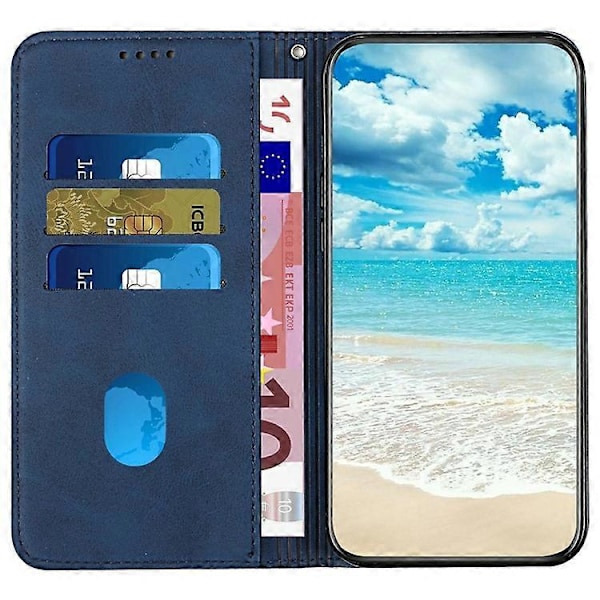 Kompatibel til Samsung Galaxy A36 5G Telefon Cover Præget PU Læder Wallet Stand Case Azure