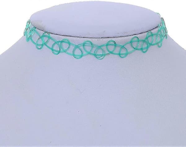 12 Stykker/ Pakke Tattoo Choker Stretch Halskæde Sort Retro Henna Elastisk Boho 90'er Gotisk