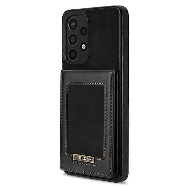 N.BEKUS Kompatibel til Samsung Galaxy A53 5G Anti-fald Telefon Cover Støtteben RFID Vertikal Kortholder PU Læder+TPU Beskyttelse Black