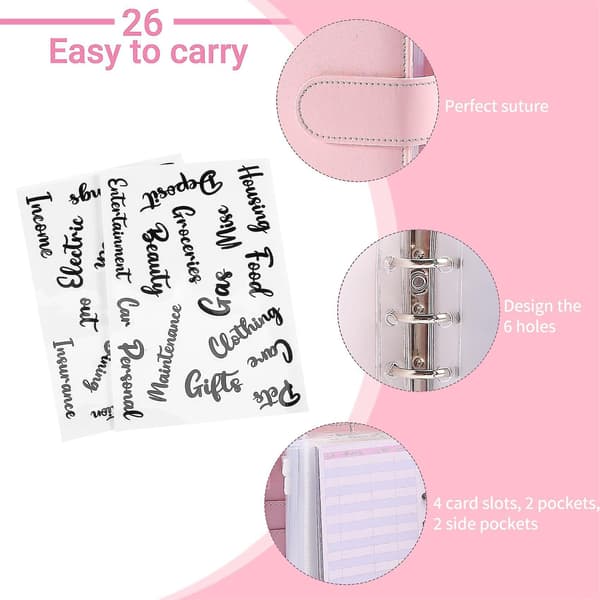 A6 Kontantkuverter Binder Wallet, PU Budget Planner Notesbog til Kontantbudgettering, Kuvert Wallet, Savin