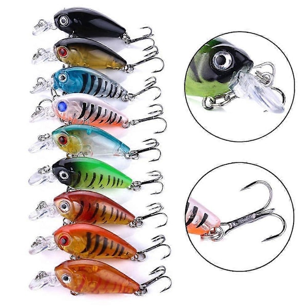 9 stk. Crankbait Lokkekrok Jigging Agn Fiskelokk Minnow Wobblere