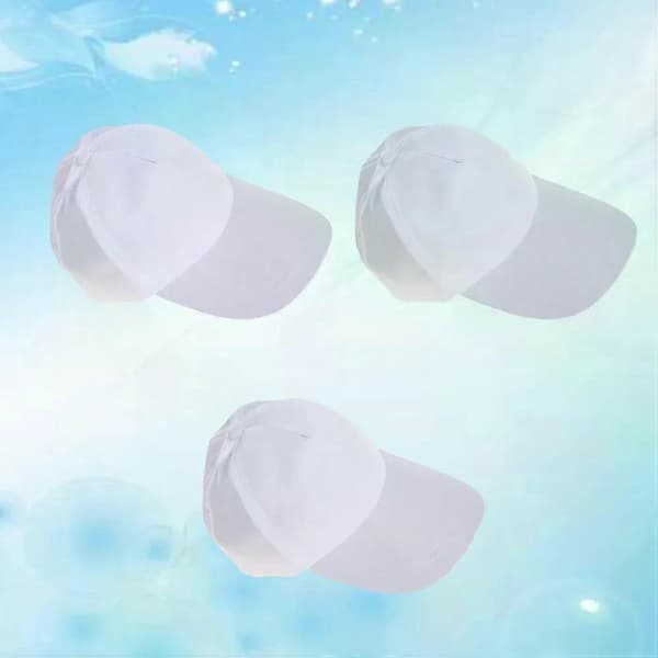 3 stk. baseballcaps i bomull, blanke, hvit caps, bulk, stilige, blanke brem, DIY-malerhatter, unisex