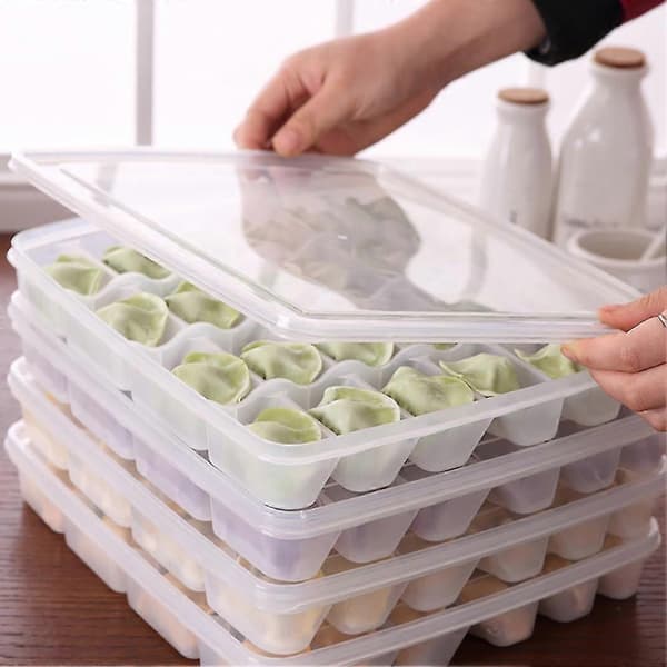 Frysta dumplings förvaringslåda kylskåpsorganisatör matlåda Q