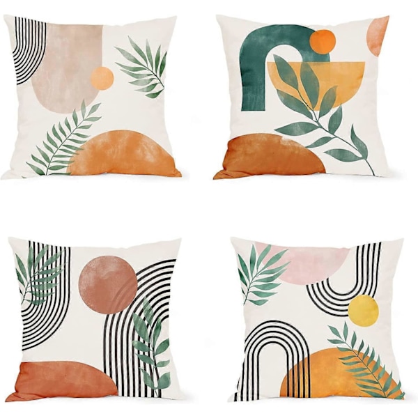 Mid Century Modern Pynteputetrekk Abstrakt Boho Putetrekk Geometrisk Minimalistisk Dekorativt Putetrekk 45x45 cm Sett med 4 for Sofa Hjem Sofa