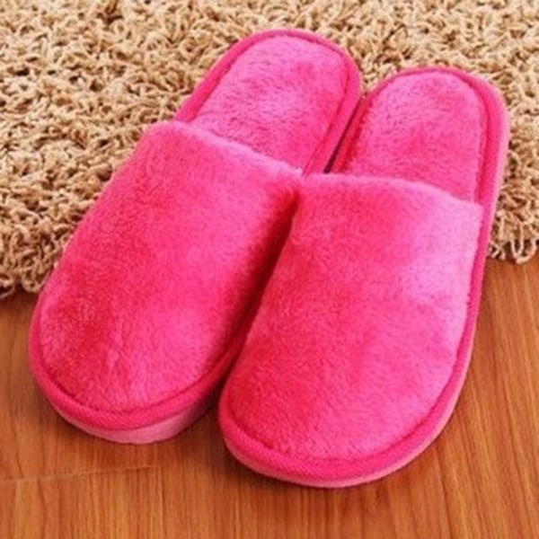 Candys värikkäät puuvillatossut paksunnetut hengittävät lämpimät kengät kotikäyttöön Pink 39