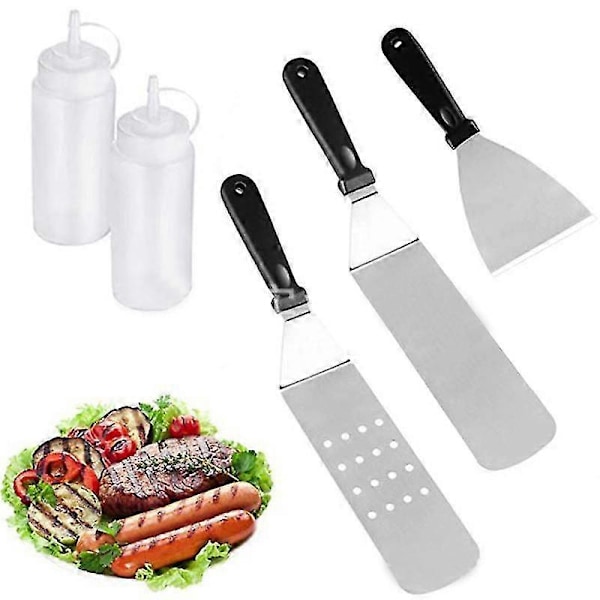 Grillspade i rustfritt stål BBQ Spatel Sausflaske Dispenser Kokeutstyr