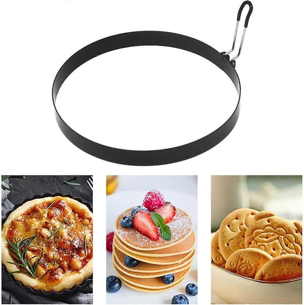 ZENGO 2-pakninger 6\" Pannekakering Omelett Eggering for steking av egg Non-stick Rustfritt stål Rund Pannekakeform Ringer 2 stk 6\" Blå