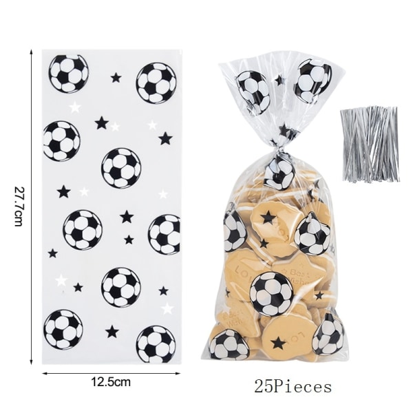 World Soccer Party Favors Bag Godbit Godteposer Goodie-poser til bursdagsfotball temafest Gaveposer med vri-slips B03-25PCS