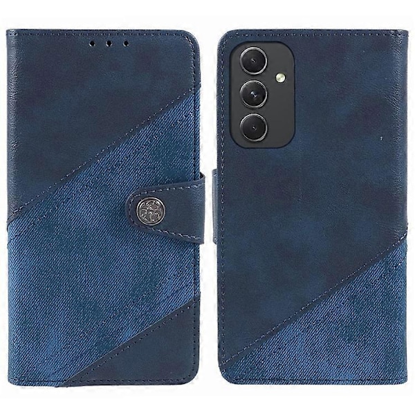 Kompatibelt Skal för Samsung Galaxy A55 5G, skarvad PU-läder magnetisk stängning plånboksfodral DarkBlue