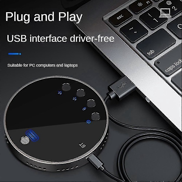 USB Konferencemikrofon med Højttaler, Omnidirektionel Speakerphone Computermikrofon med 360 Stemmeoptagelse - ZZY