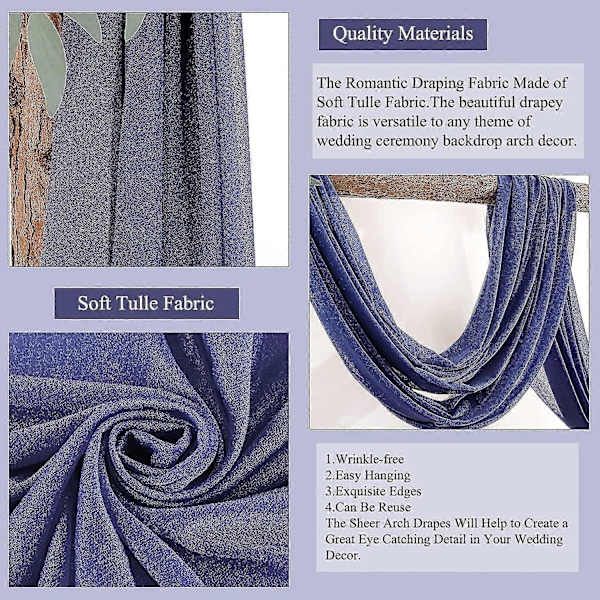 Bryllupsbue Draperingsstoff Marineblå Bakgrunn Gardin 1 Panel Tyll Tak Y