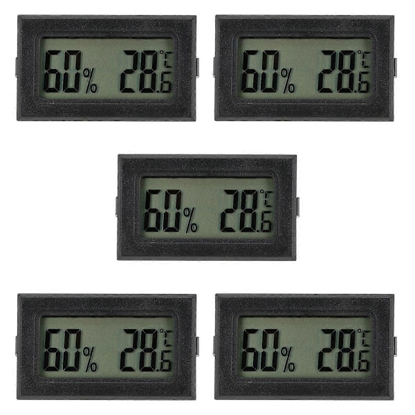Trådlös Hygrometer Digital Display Utomhusövervakning Husdjursägare ABS Material Rektangulär Form 5-pack