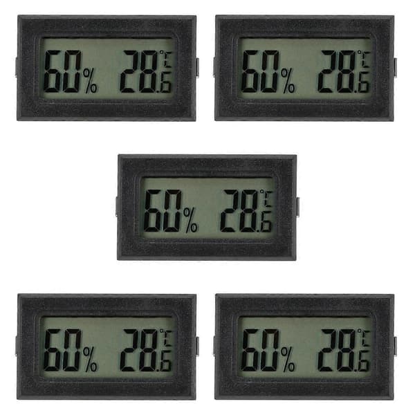 Trådløst hygrometer digitalt display udendørs overvågning kæledyrsejere ABS-materiale rektangulær form 5-pak