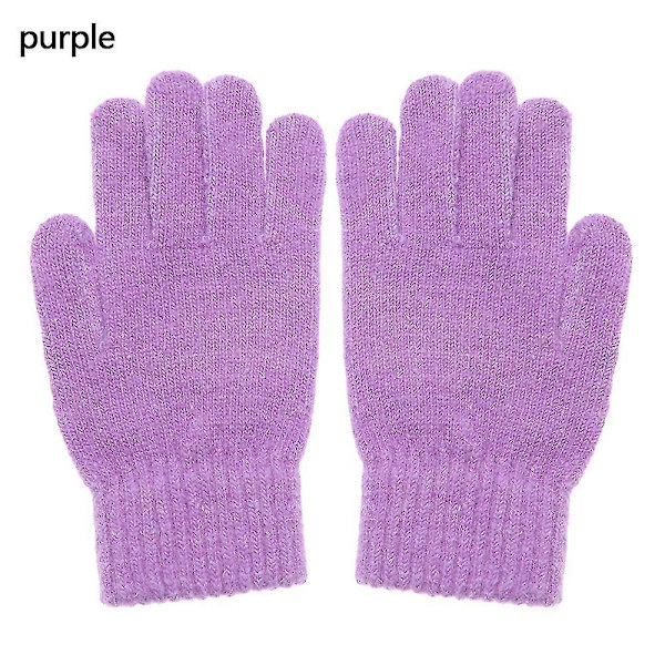 1 par vinterelastiska ylle kashmir Cykling Körhandskar Helfingerhandskar Vantar Kvinnor Män Mode Utomhusskidåkningshandskar Purple