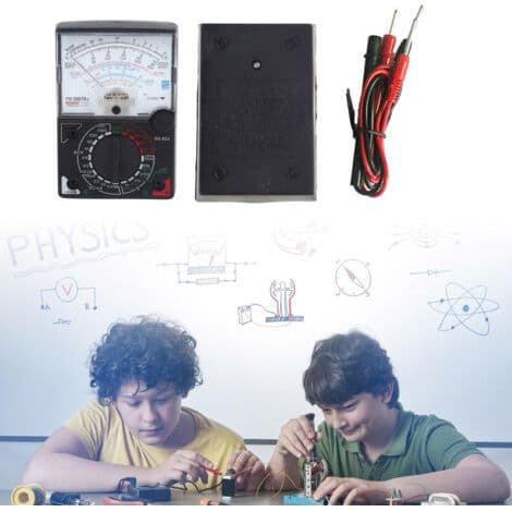 Analog AC DC multimeter – Voltmeter Ammeter Ohmmeter – Spenning opptil 1000V – Motstand opptil 2MΩ – For skolebruk.