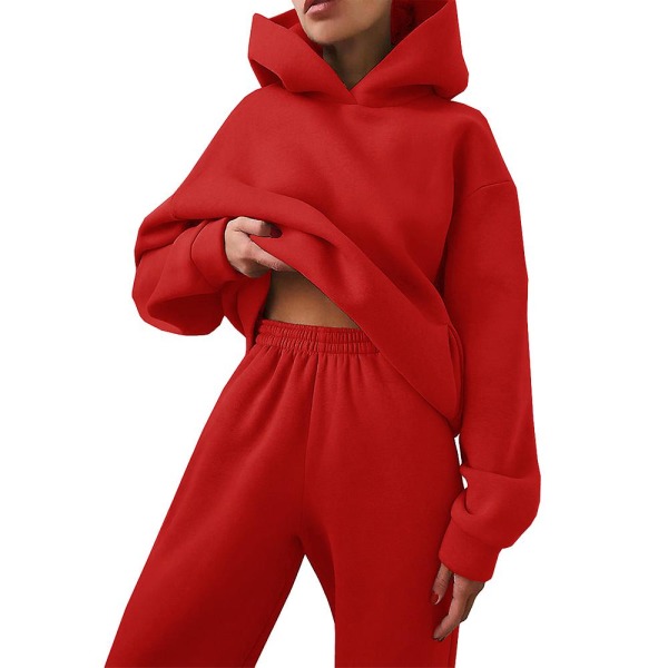 Naisten huppari + joustava set Activewear Red 2XL