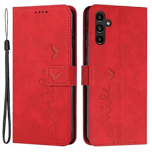 Kompatibel for Samsung Galaxy A55 5G Magnetisk Telefonveske Skin-touch PU Lær Lommebokdeksel Red