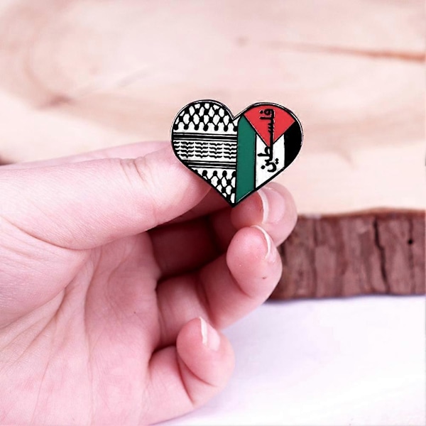 Palestina Emalj Lapel Pin Badge Hjärtsformad Brosch Ryggsäcksdekoration