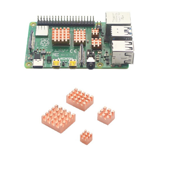 Kylflänssats för Raspberry Pi 4b Koppar Värmeledande med Tejp