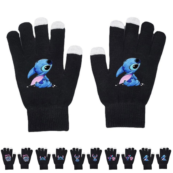 Lilo & Stitch Full Finger Käsineet Kosketusnäyttö Käsineet Lämmin talvi Sarjakuvatulostus Neulottu Käsine Rukkaset Lapsille Lahjat style 5