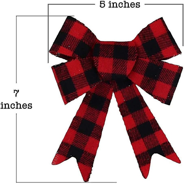 5-ögla Röd Buffelrutig Flanellrosett 5 X 7 tum, 12-packbd