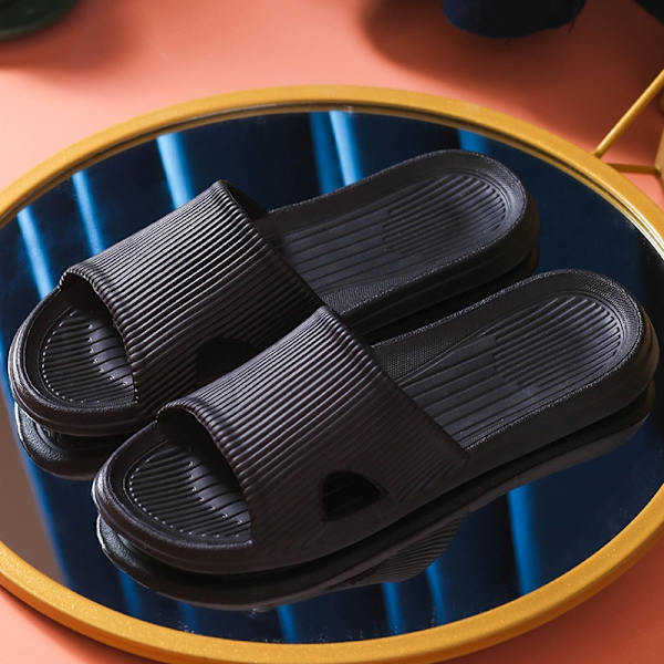 Hem Tofflor Sommar Kvinnor Män Tjock plattform Halkfri Tysta sandaler Mode Mjuksulor Par Flip-flops Dam utomhusskor Black-B 38-39(24-24.5cm)