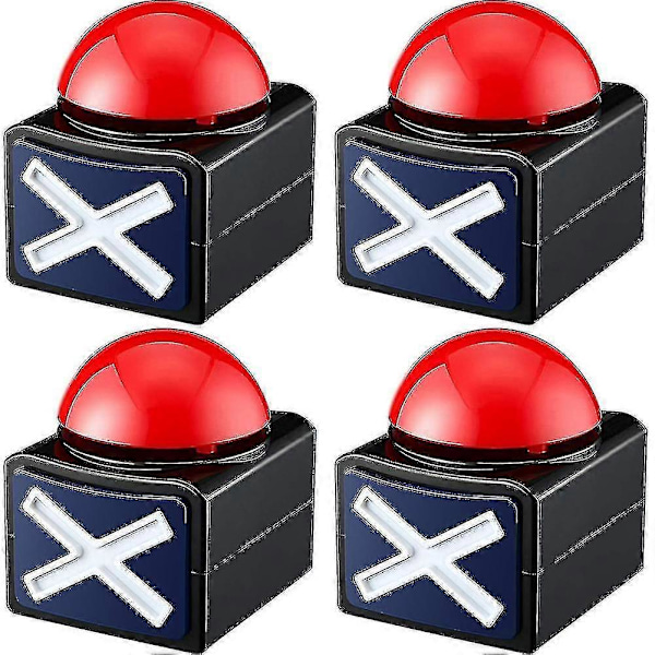 4 stk. Spillbuzzer, spillbuzzer alarmlyd avspillingsknapp med lys Trivia Quiz Got Talent Buzzer Spillutgave d