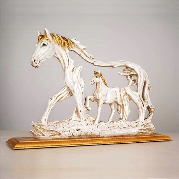 Skrivebordsfigur Delikat Håndverk Nydelig Kunstverk Mikrodekor Stående Galopperende Hest Resin Statue for Hjemmet