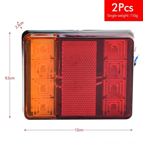 2 stk. 12 V LED baklykter, Multifunksjonelle baklykter for traktor, lastebil, tilhenger