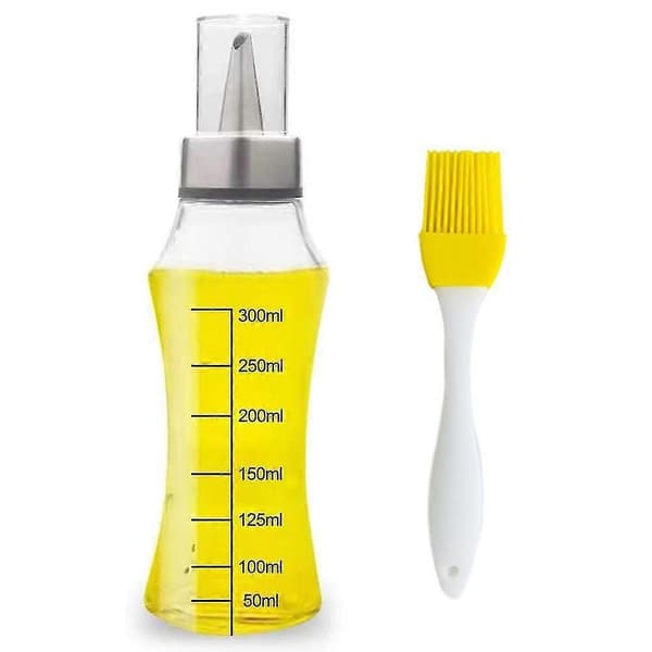 400 ml Olivenoliebeholder Premium Eddike/Oliedispenser Lavet af Rustfrit Stål og Glas, Olieglasflaske med Børste