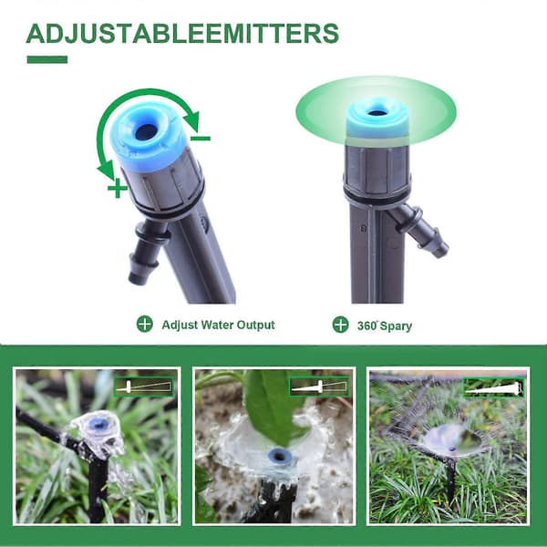 MengXi 20 st/set Justerbar vattenflödesdroppare Effektiv 8 håls plastbevattningssprinkler för trädgård