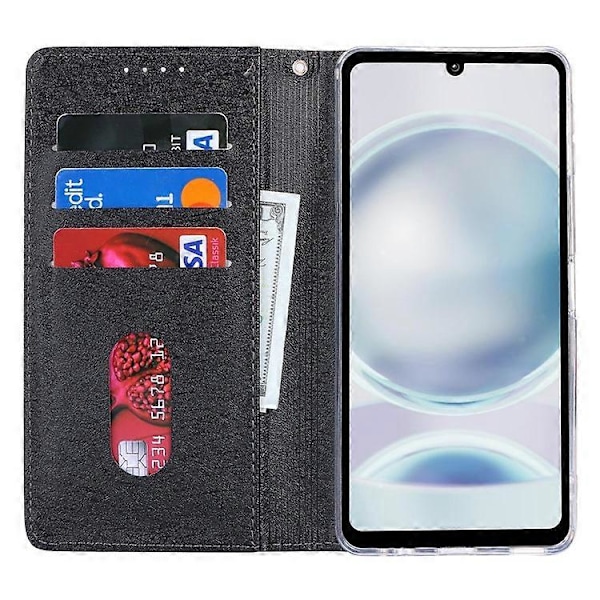Kompatibelt Plånboksfodral för Sharp Aquos Sense 8 med Silkeslen Textur, Läder Flip Skyddande Telefonfodral Black