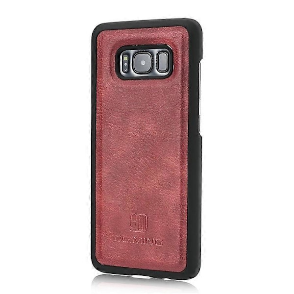 DG.MING Kompatibel med Samsung Galaxy S8 Plus G955 Avtagbart 2 i 1 Anti-repa Plånboksfodral i Spaltläder Red