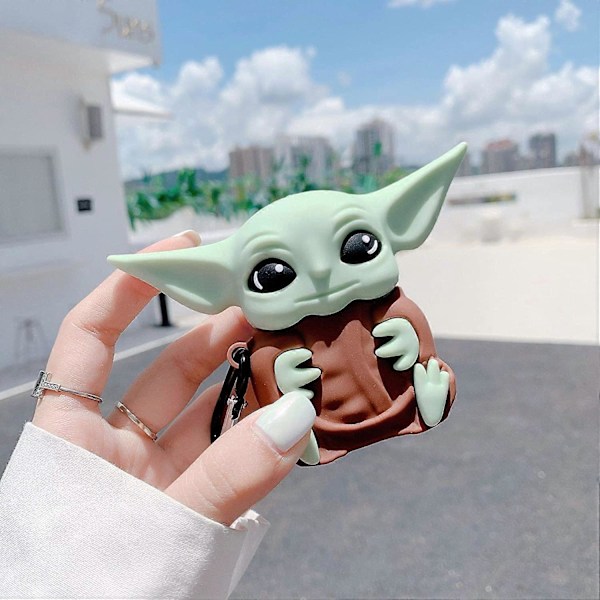 3D Yoda -kotelo AirPod 2/1 -kotelolle, 3D Söpö Sarjakuva Naiset Tytöt Lapset Tyylikäs Muoti Chic Ihana Kawaii Yoda Vauvan Muoto Avaimenperä PVC-kotelo Airpods 1 &