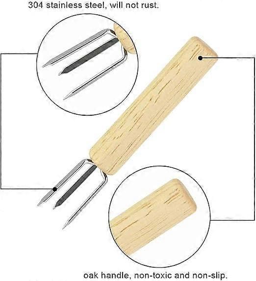 8-pakning maisspyd eik + 304 rustfritt stål 10*1,5 cm potetgaffel
