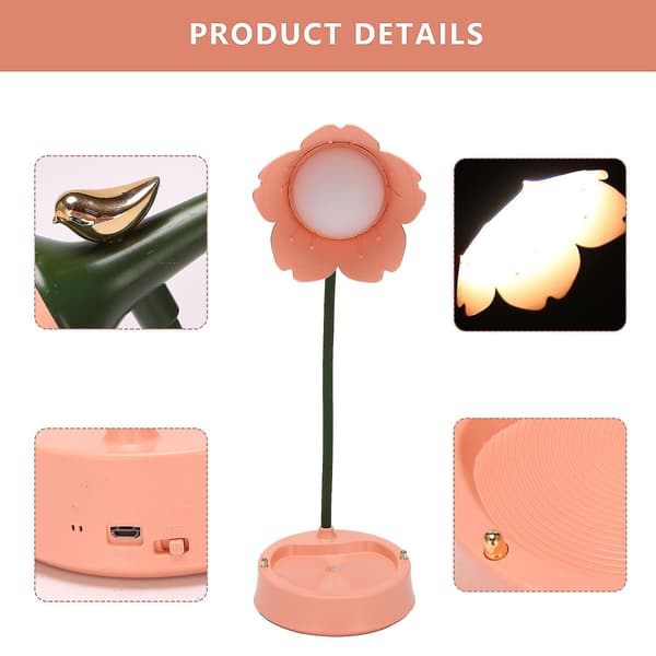 Blomst LED Skrivebordslampe Student Soverom Belysning Berøring Lesing Øyebeskyttelse USB Blomsterskjerm T