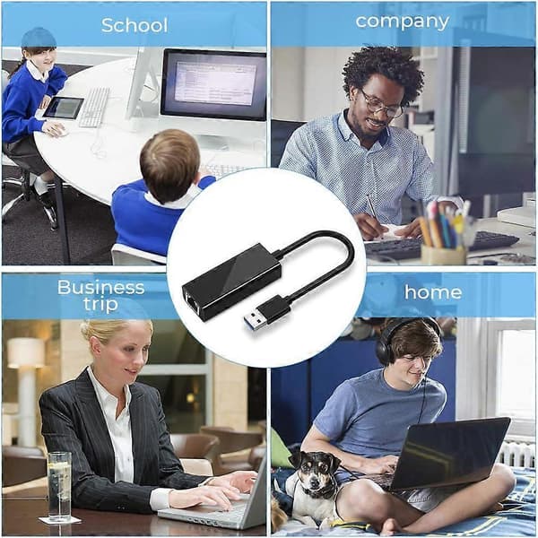 USB-Ethernet-sovitin, YWSS USB 2.0 - RJ45 Gigabit Ethernet - USB-sovitin, 100 Mbps USB-Ethernet-sovitin, yhteensopiva kannettavan tietokoneen kanssa (musta)