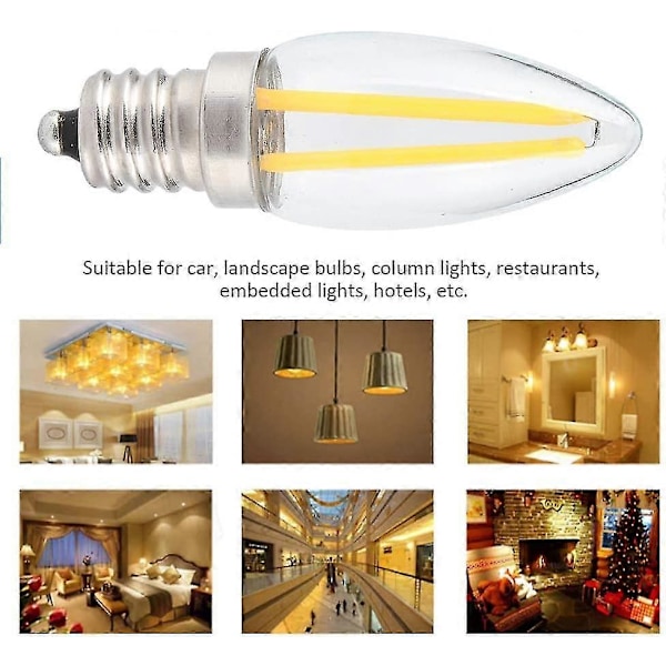 Lång Filament E12 Glödlampa, Miljöskydd LED Kronljuslampa, Glasmaterial 10st Hotell Skåpbelysning För Inbyggda Lampor Bilar Landskap