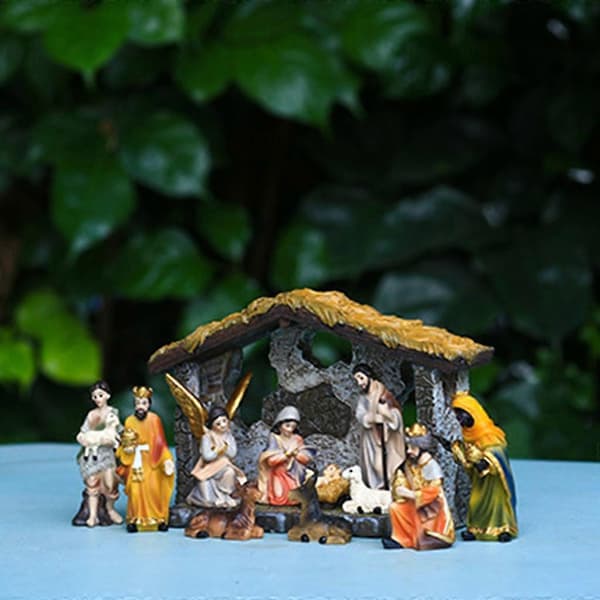 Julekrybbe Figur Jesus Krybbespil Håndmalet Håndværk