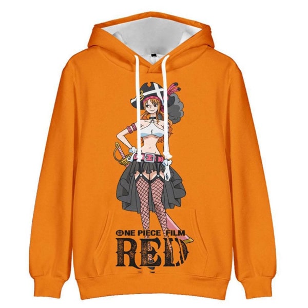 2023 Ny Anime One Piece Casual Huvtröja 3D digitalt tryck orange 4XL